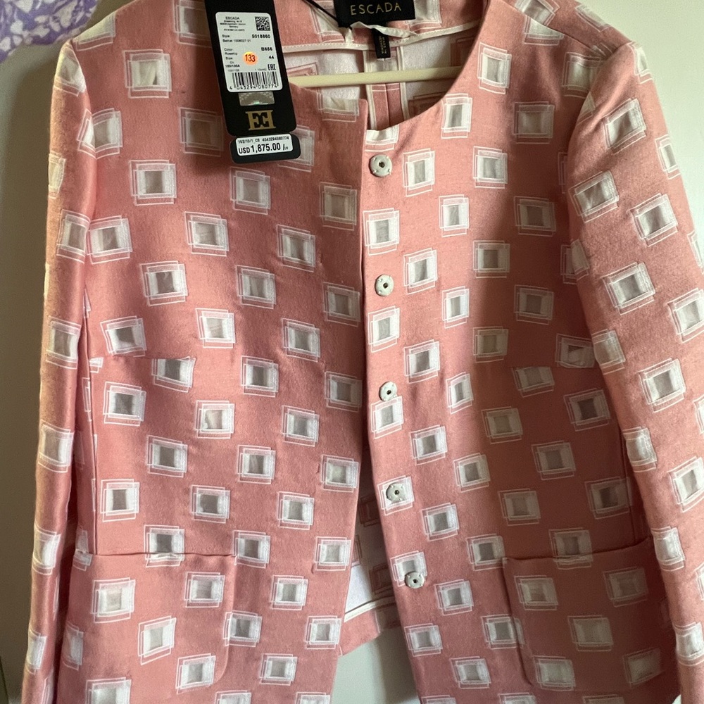 Escada Pink and White Patterned Blazer